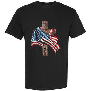 American Flag Christian Cross Jesus Garment-Dyed Heavyweight T-Shirt