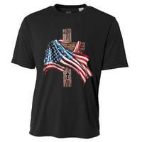 American Flag Christian Cross Jesus Cooling Performance Crew T-Shirt