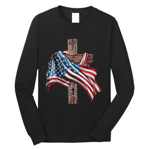 American Flag Christian Cross Jesus Long Sleeve Shirt