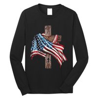 American Flag Christian Cross Jesus Long Sleeve Shirt