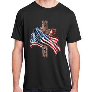 American Flag Christian Cross Jesus Adult ChromaSoft Performance T-Shirt