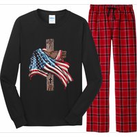 American Flag Christian Cross Jesus Long Sleeve Pajama Set