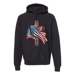 American Flag Christian Cross Jesus Premium Hoodie