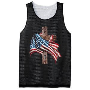 American Flag Christian Cross Jesus Mesh Reversible Basketball Jersey Tank