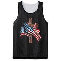 American Flag Christian Cross Jesus Mesh Reversible Basketball Jersey Tank