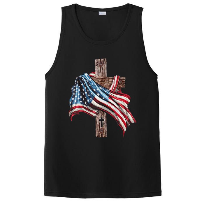 American Flag Christian Cross Jesus PosiCharge Competitor Tank