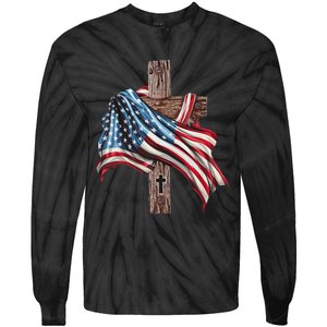 American Flag Christian Cross Jesus Tie-Dye Long Sleeve Shirt