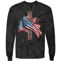 American Flag Christian Cross Jesus Tie-Dye Long Sleeve Shirt