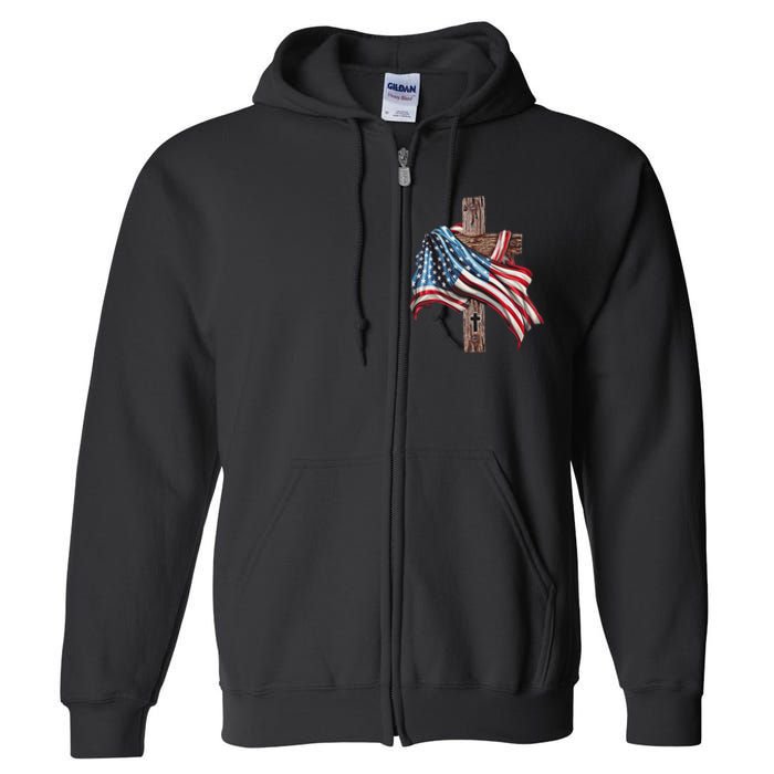 American Flag Christian Cross Jesus Full Zip Hoodie