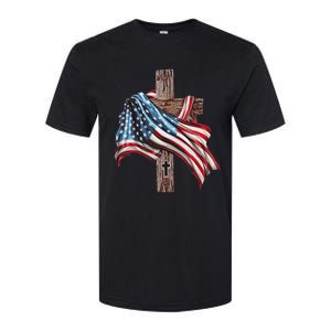 American Flag Christian Cross Jesus Softstyle CVC T-Shirt