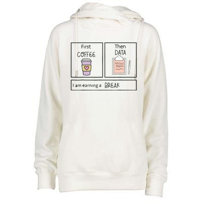 ABA First Coffee Then Data Funny Coffee Womens Funnel Neck Pullover Hood