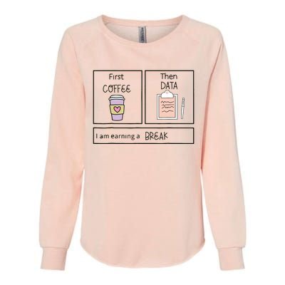 ABA First Coffee Then Data Funny Coffee Womens California Wash Sweatshirt