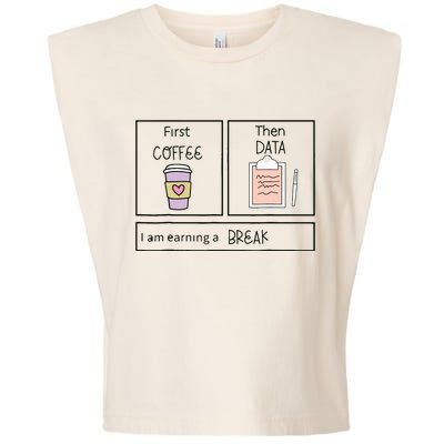 ABA First Coffee Then Data Funny Coffee Garment-Dyed Women's Muscle Tee