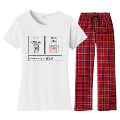 ABA First Coffee Then Data Funny Coffee Women's Flannel Pajama Set