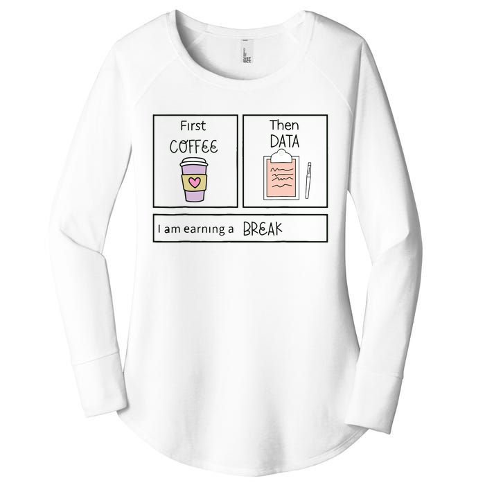 ABA First Coffee Then Data Funny Coffee Women's Perfect Tri Tunic Long Sleeve Shirt