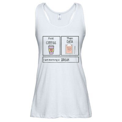 ABA First Coffee Then Data Funny Coffee Ladies Essential Flowy Tank