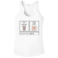 ABA First Coffee Then Data Funny Coffee Ladies PosiCharge Competitor Racerback Tank