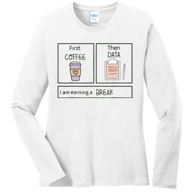 ABA First Coffee Then Data Funny Coffee Ladies Long Sleeve Shirt