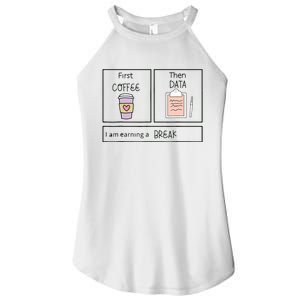 ABA First Coffee Then Data Funny Coffee Women’s Perfect Tri Rocker Tank