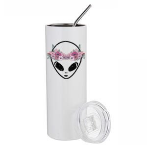 Area51 Flower Crown Alien Head Easy Martian Halloween Gift Stainless Steel Tumbler