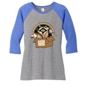 Adopt Forbidden Cats In Box Raccoon Skunks Possum Cat Lovers Meaningful Gift Women's Tri-Blend 3/4-Sleeve Raglan Shirt