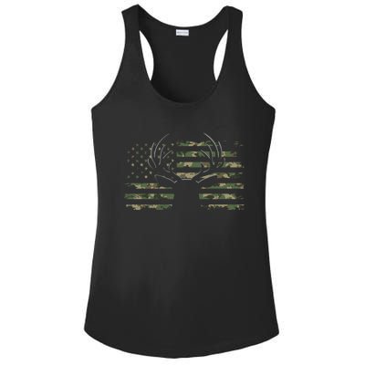 American Flag Camouflage Outdoor Antlers Deer Cool Gift Ladies PosiCharge Competitor Racerback Tank