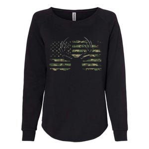 American Flag Camouflage Outdoor Antlers Deer Cool Gift Womens California Wash Sweatshirt