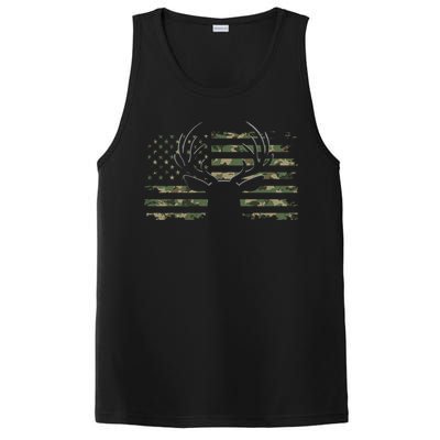 American Flag Camouflage Outdoor Antlers Deer Cool Gift PosiCharge Competitor Tank