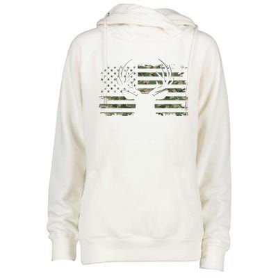 American Flag Camouflage Outdoor Antlers Deer Cool Gift Womens Funnel Neck Pullover Hood