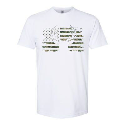 American Flag Camouflage Outdoor Antlers Deer Cool Gift Softstyle CVC T-Shirt