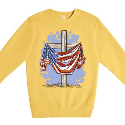 American Flag Cross Premium Crewneck Sweatshirt