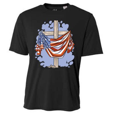 American Flag Cross Cooling Performance Crew T-Shirt