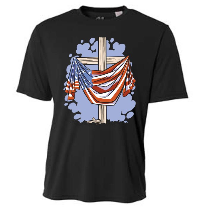 American Flag Cross Cooling Performance Crew T-Shirt