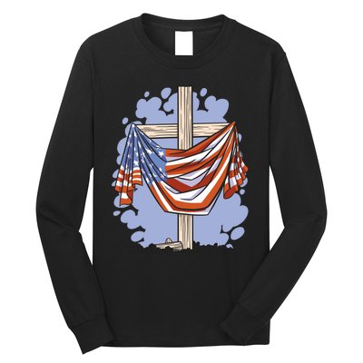 American Flag Cross Long Sleeve Shirt