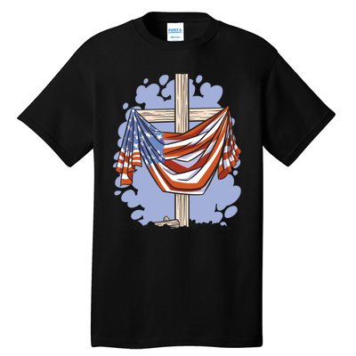 American Flag Cross Tall T-Shirt