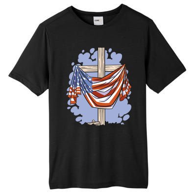 American Flag Cross Tall Fusion ChromaSoft Performance T-Shirt