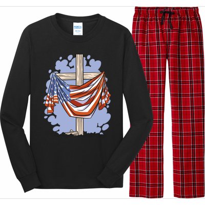 American Flag Cross Long Sleeve Pajama Set