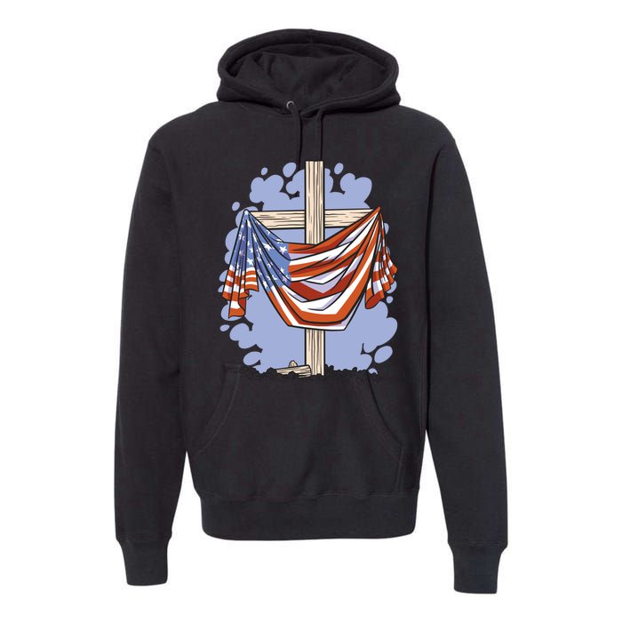 American Flag Cross Premium Hoodie