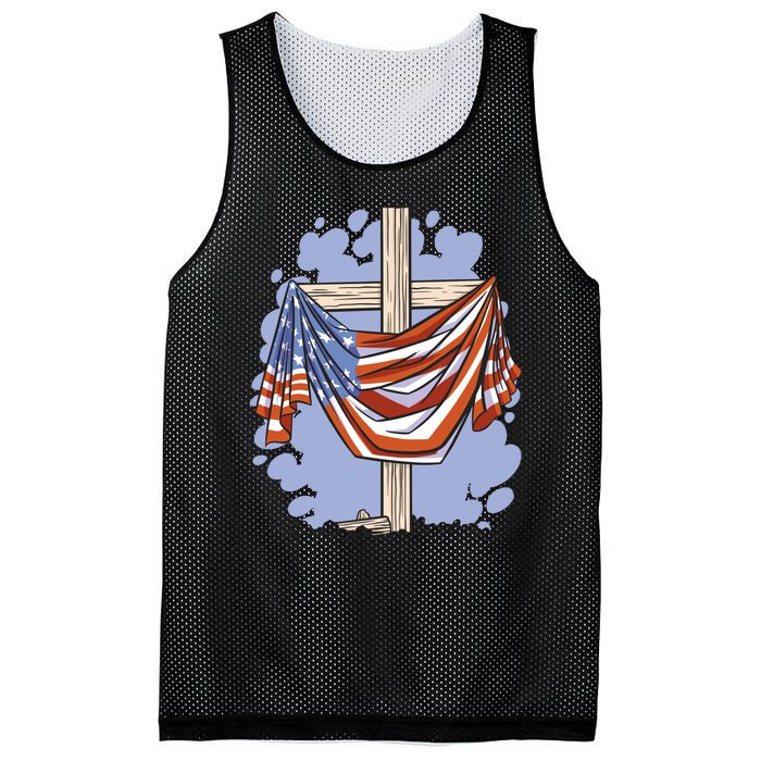 American Flag Cross Mesh Reversible Basketball Jersey Tank