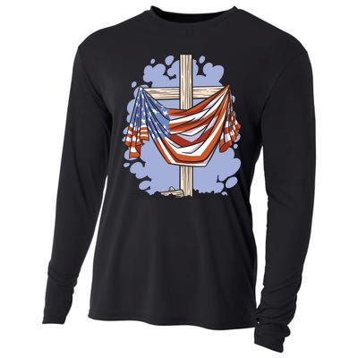 American Flag Cross Cooling Performance Long Sleeve Crew