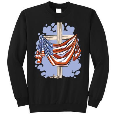 American Flag Cross Tall Sweatshirt