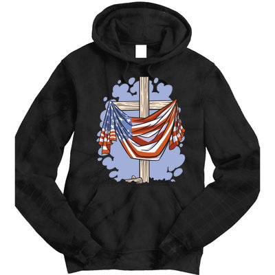 American Flag Cross Tie Dye Hoodie