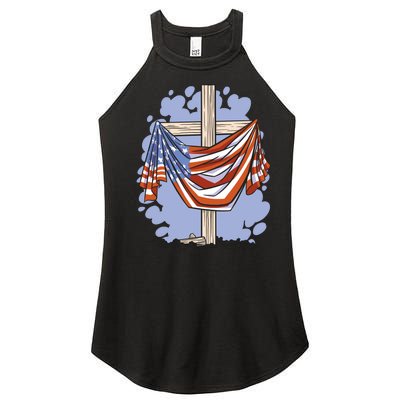 American Flag Cross Women’s Perfect Tri Rocker Tank