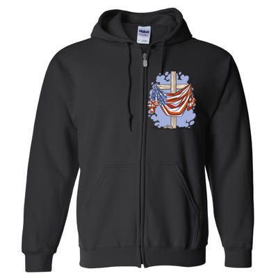 American Flag Cross Full Zip Hoodie