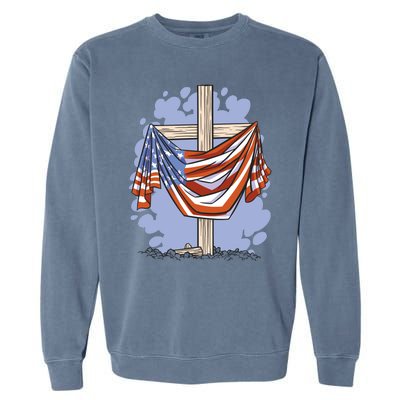 American Flag Cross Garment-Dyed Sweatshirt