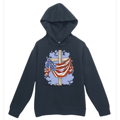 American Flag Cross Urban Pullover Hoodie