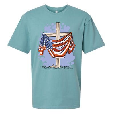 American Flag Cross Sueded Cloud Jersey T-Shirt