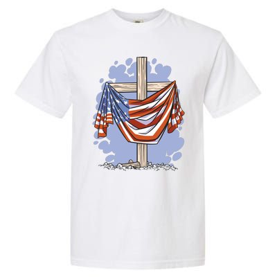 American Flag Cross Garment-Dyed Heavyweight T-Shirt