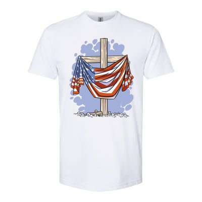 American Flag Cross Softstyle® CVC T-Shirt