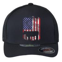 American Flag Cow Vintage Farm Animal Patriotic Farmer Gift Flexfit Unipanel Trucker Cap